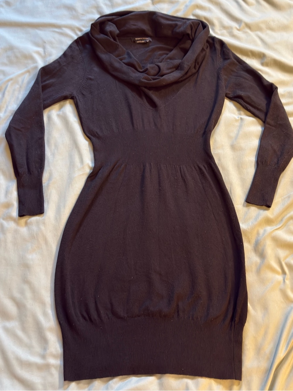 BCBGMaxAzria Black Cowl Neck Long Sleeve Sweater Dress
